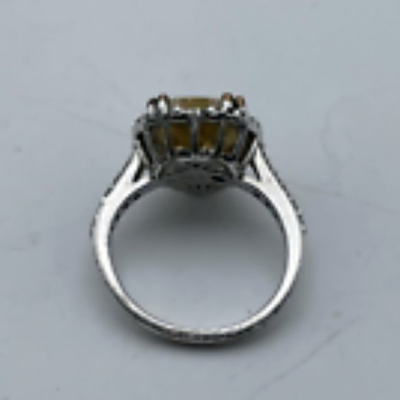 Women's Sterling Silver Plated Cubic Zirconia Heart Shape Yellow Gemstone Ring - Picture 4 of 7